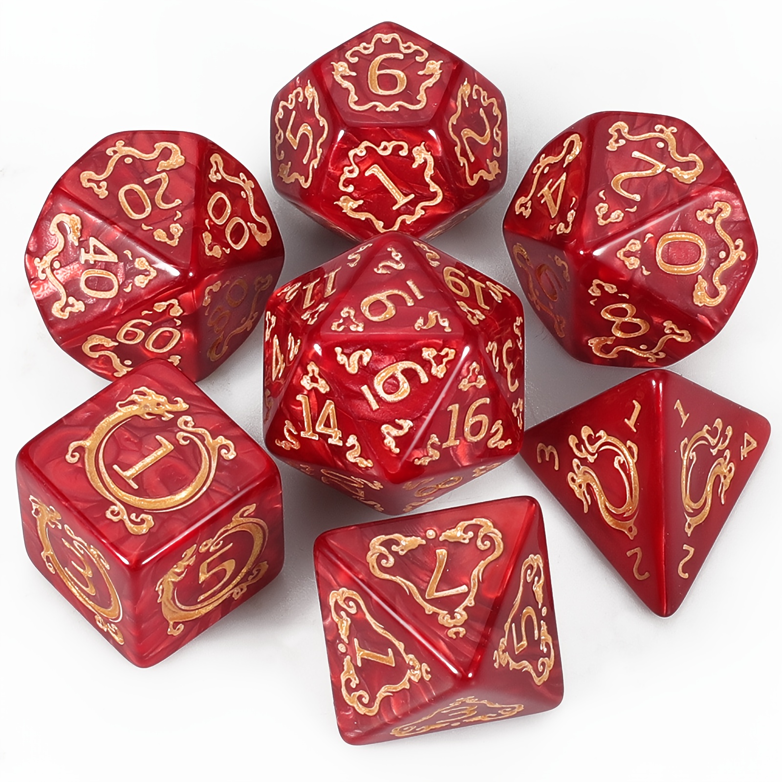 Premium Polyhedral Dice Set (7pcs) with Drawstring Bag